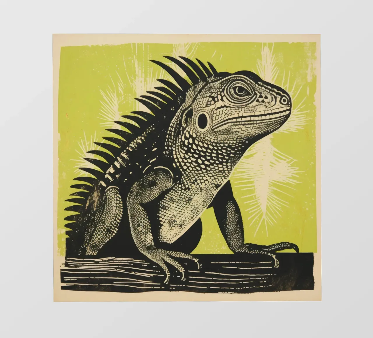 Iguana verde 3 pellicola backlit da Minimal Animal Art