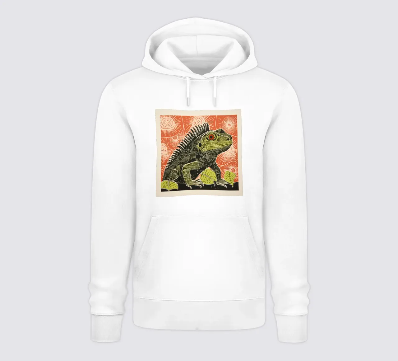 Iguana verde 4 felpa con cappuccio da Minimal Animal Art