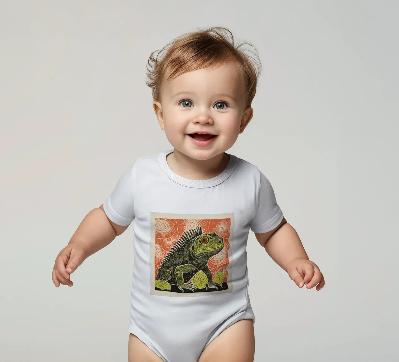 Grüner Leguan 4 Kurzarm Babybody von Minimal Animal Art