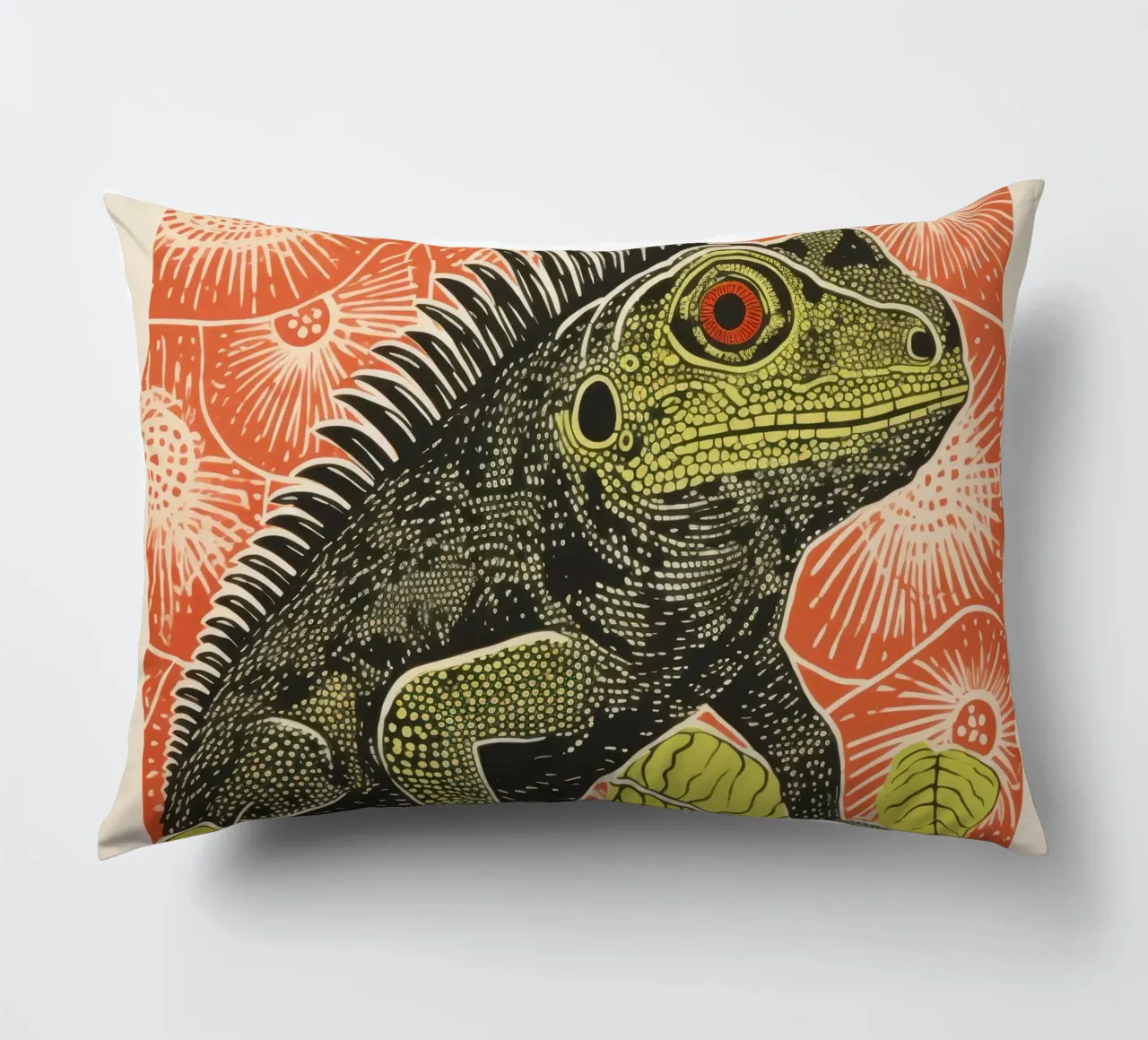 Iguana verde 4 cuscino da Minimal Animal Art