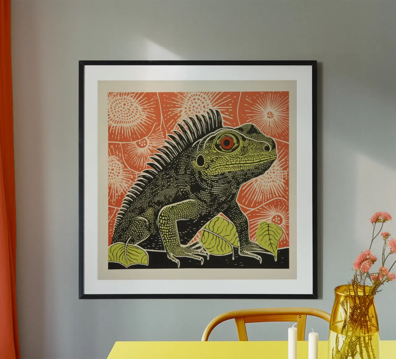 Iguana verde 4 carta hahnemühle da Minimal Animal Art