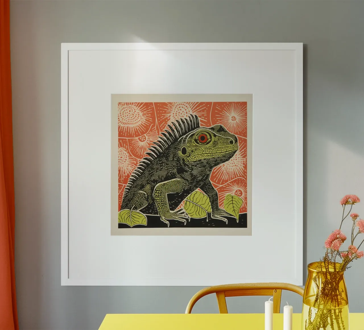 Iguana verde 4 carta hahnemühle da Minimal Animal Art