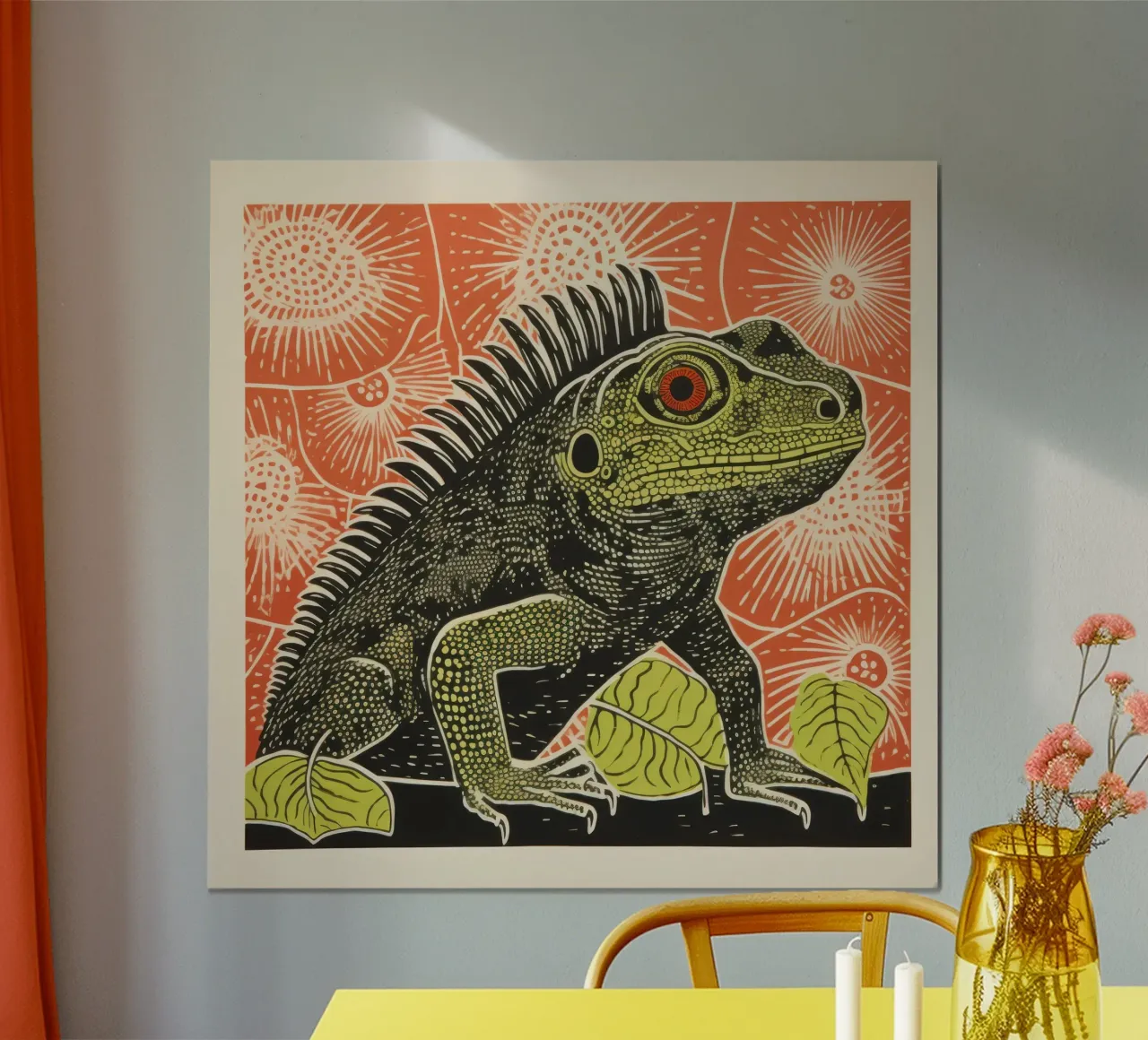 Iguana verde 4 carta hahnemühle da Minimal Animal Art