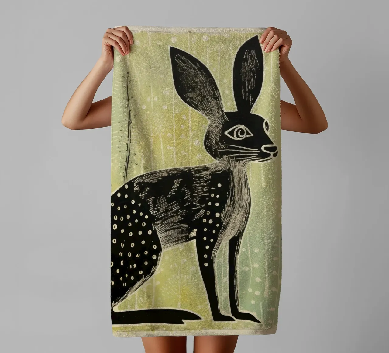 Jerboa verde 1 asciugamano da bagno da Minimal Animal Art