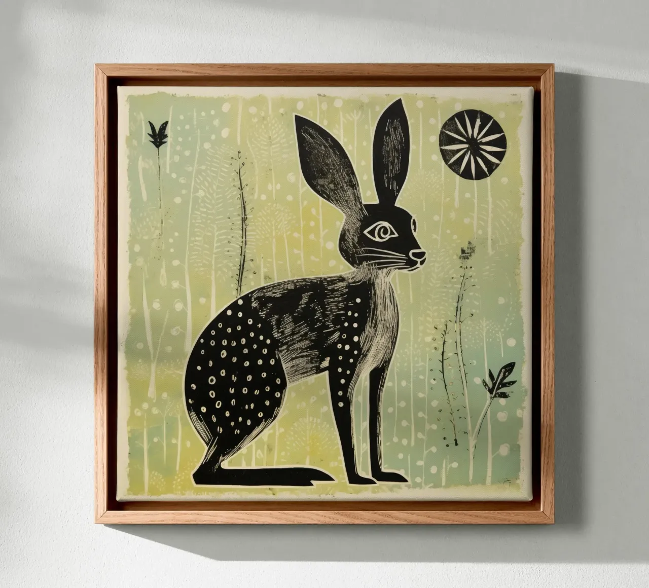 Jerboa verde 1 tela con Cornice a cassetta da Minimal Animal Art