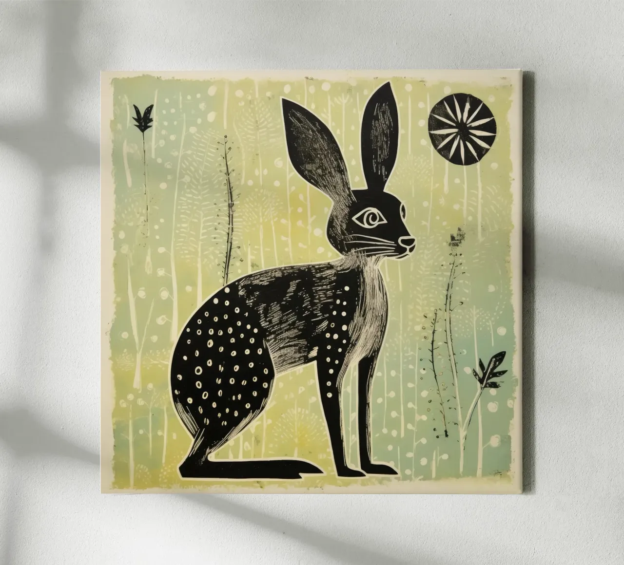 Jerboa verde 1 tela con Cornice a cassetta da Minimal Animal Art