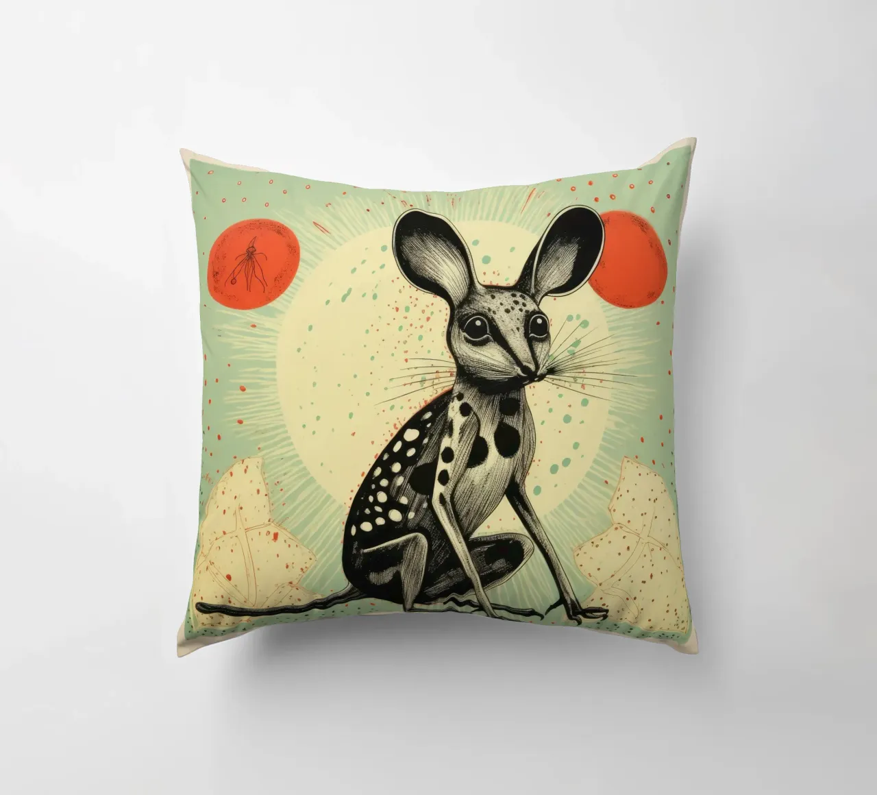 Jerboa verde 2 cuscino da Minimal Animal Art