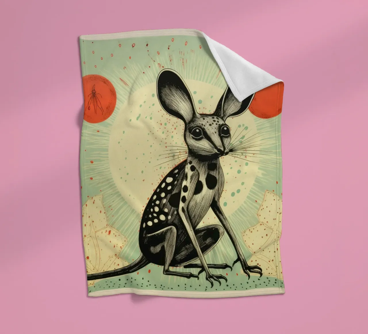 Jerboa verde 2 coperta in pile da Minimal Animal Art