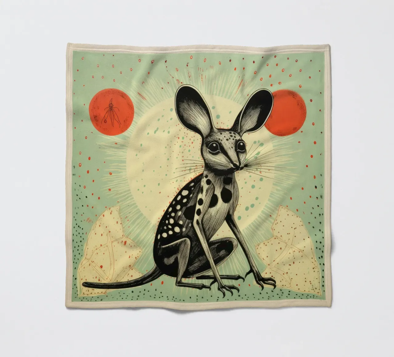 Jerboa verde 2 coperta in pile da Minimal Animal Art