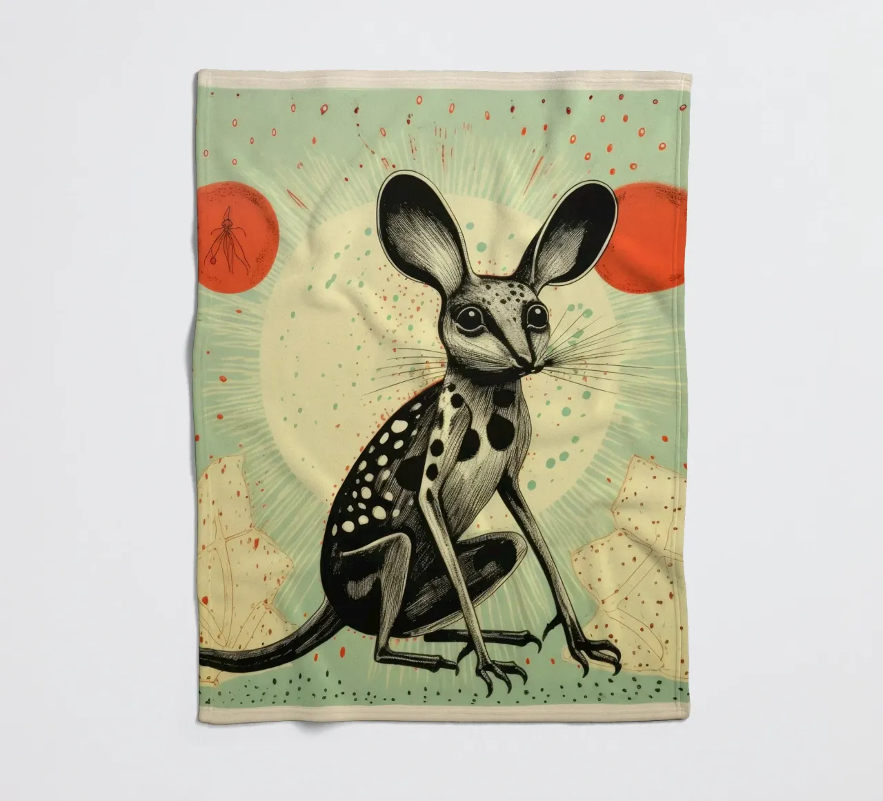 Jerboa verde 2 coperta in pile da Minimal Animal Art