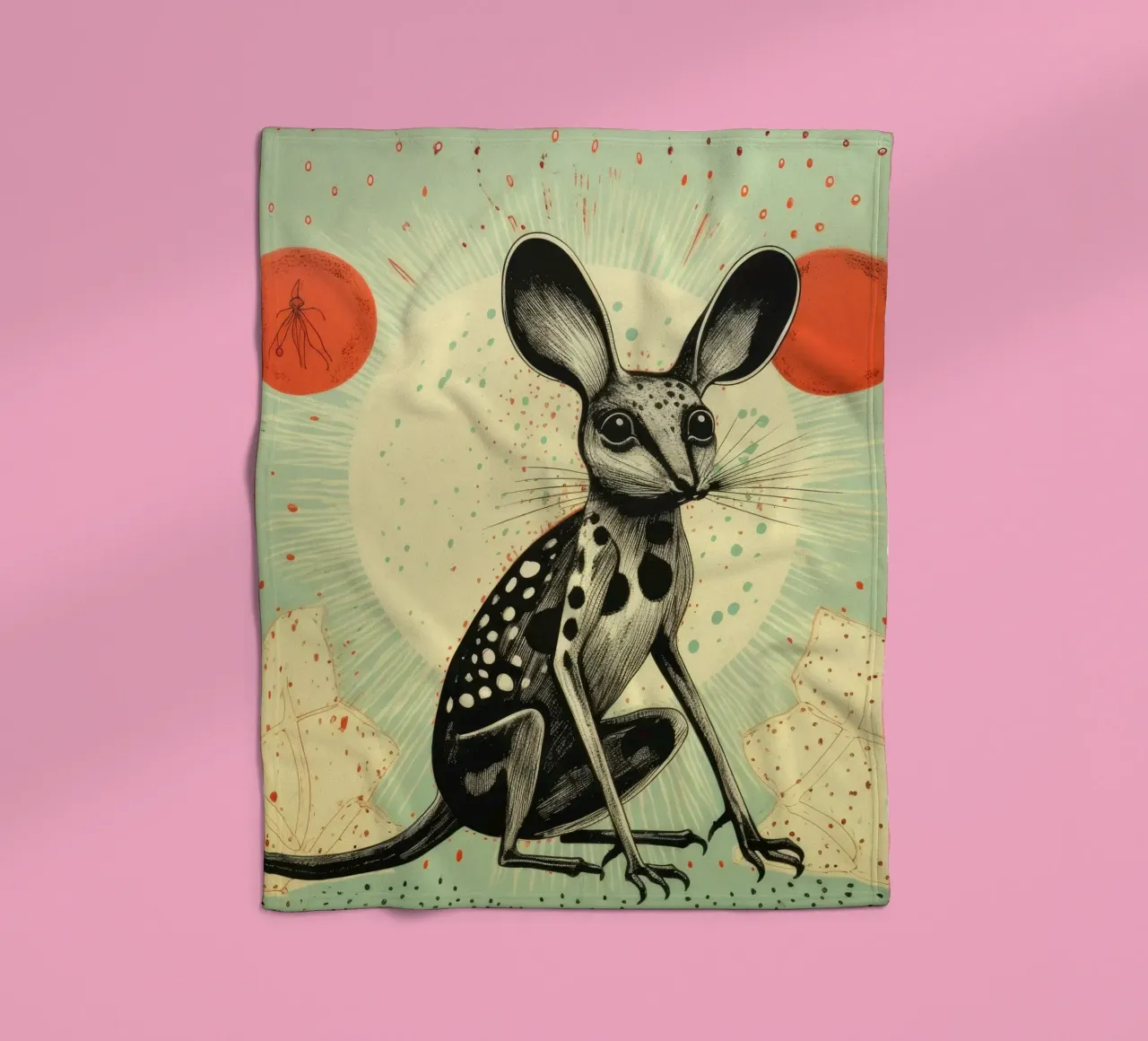 Jerboa verde 2 coperta in pile da Minimal Animal Art