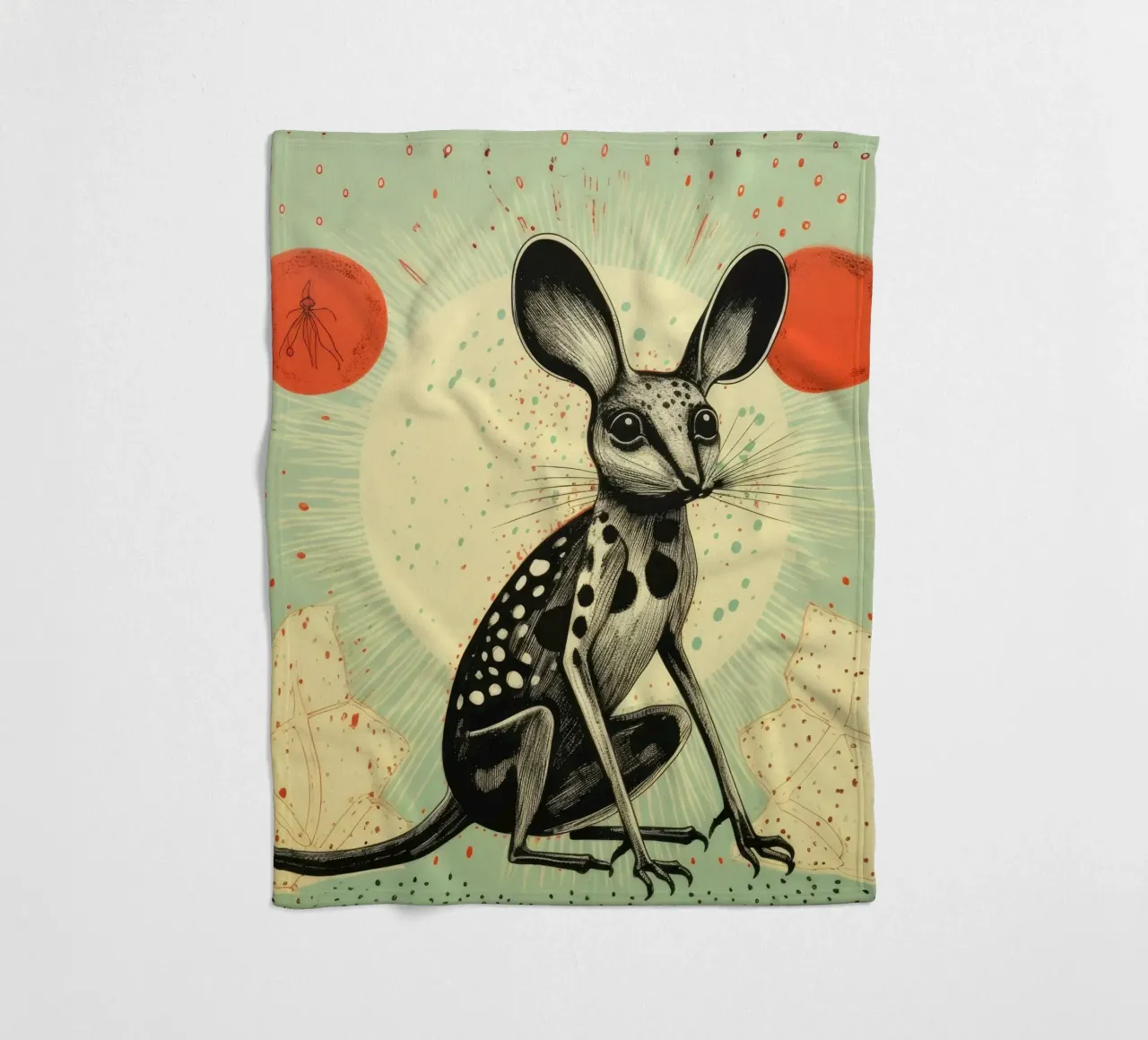 Jerboa verde 2 coperta in pile da Minimal Animal Art