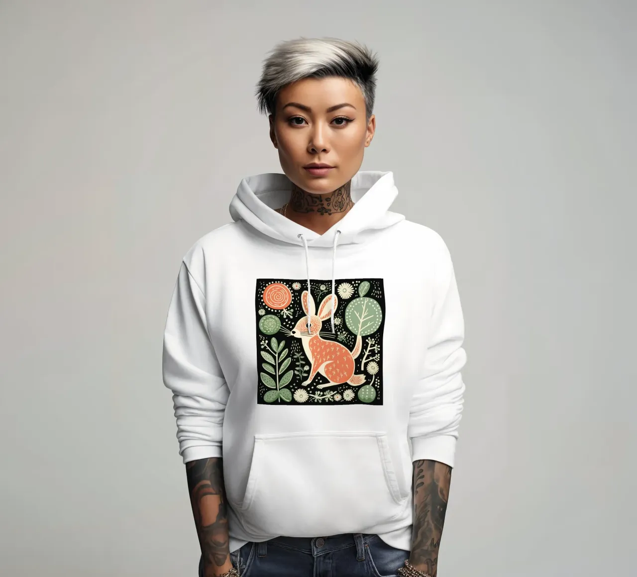 Jerboa verde 3 felpa con cappuccio da Minimal Animal Art