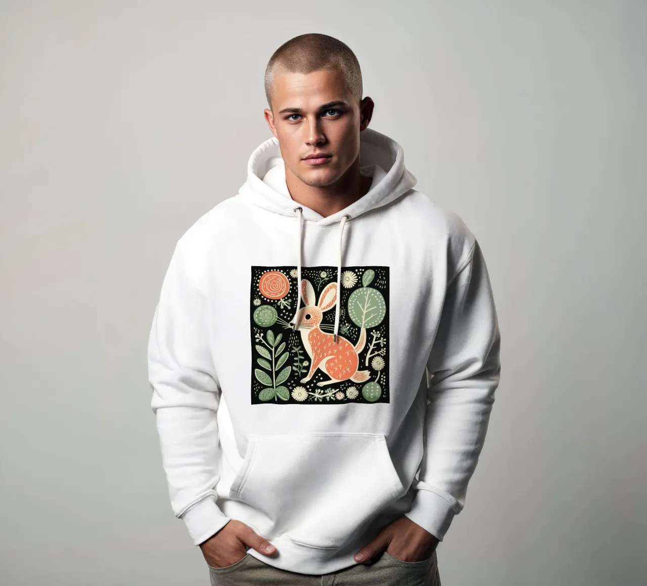 Jerboa verde 3 felpa con cappuccio da Minimal Animal Art