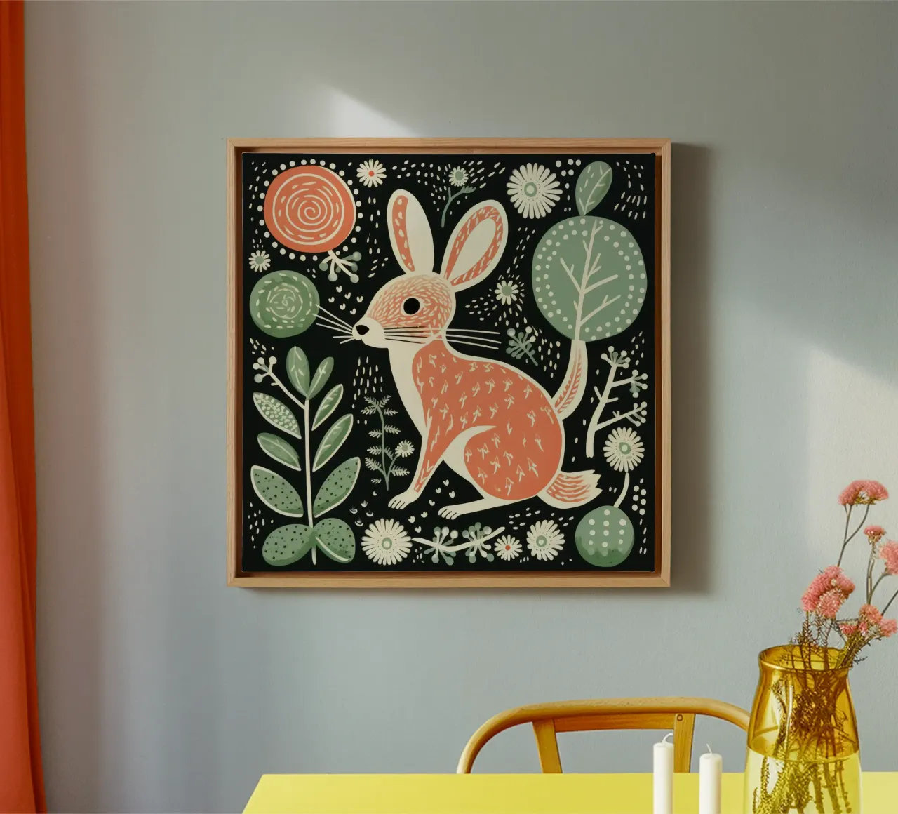 Jerboa verde 3 tela con Cornice a cassetta da Minimal Animal Art