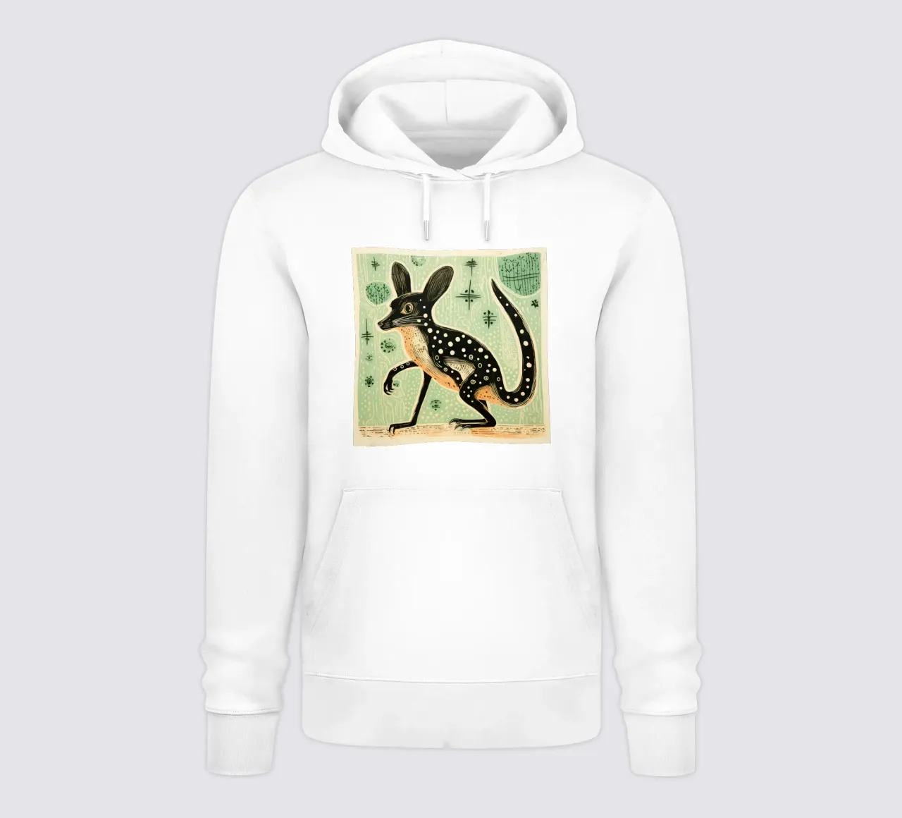 Jerboa verde 4 felpa con cappuccio da Minimal Animal Art