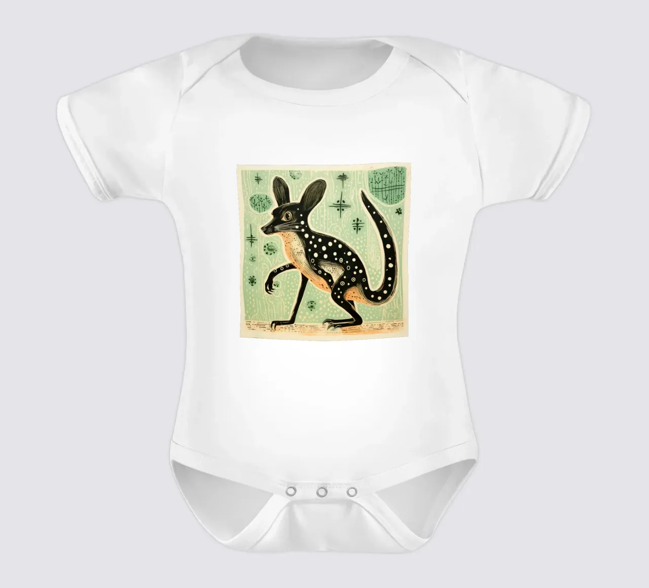 Jerboa verde 4 body neonato maniche corte da Minimal Animal Art