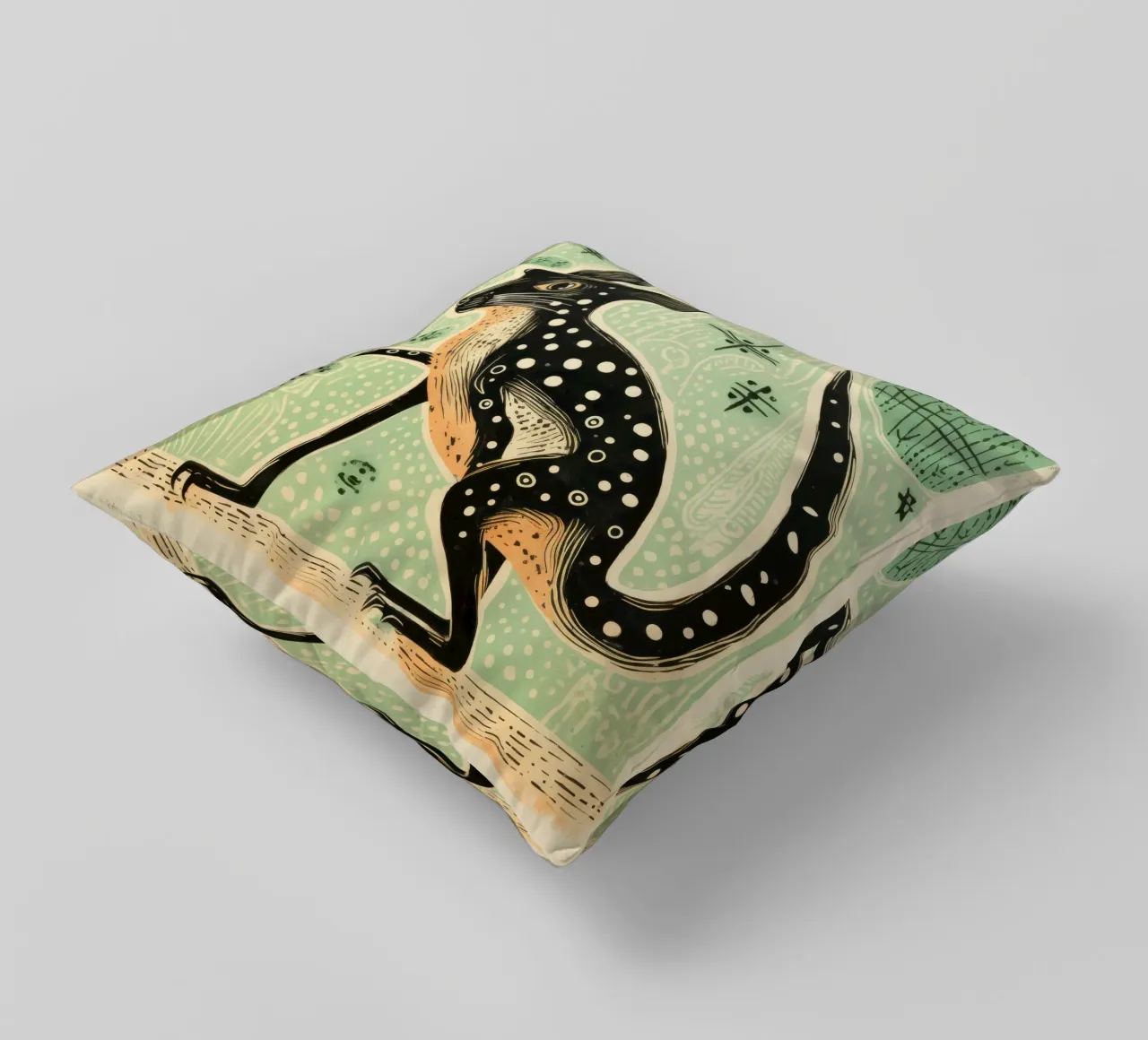 Jerboa verde 4 cuscino da Minimal Animal Art