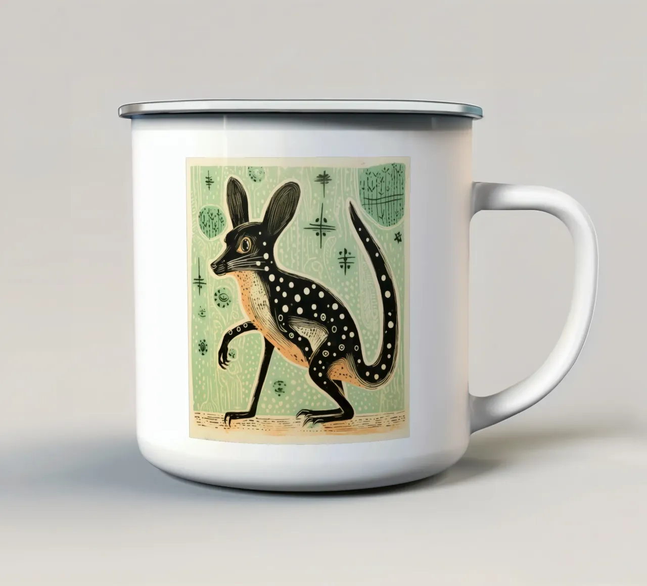 Jerboa verde 4 tazza in smalto da Minimal Animal Art