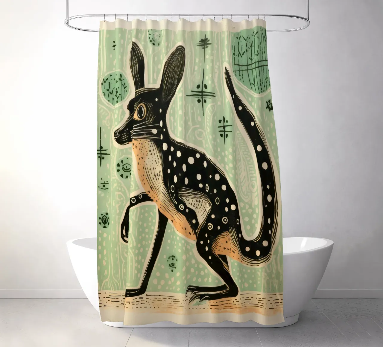Jerboa verde 4 tenda da doccia da Minimal Animal Art
