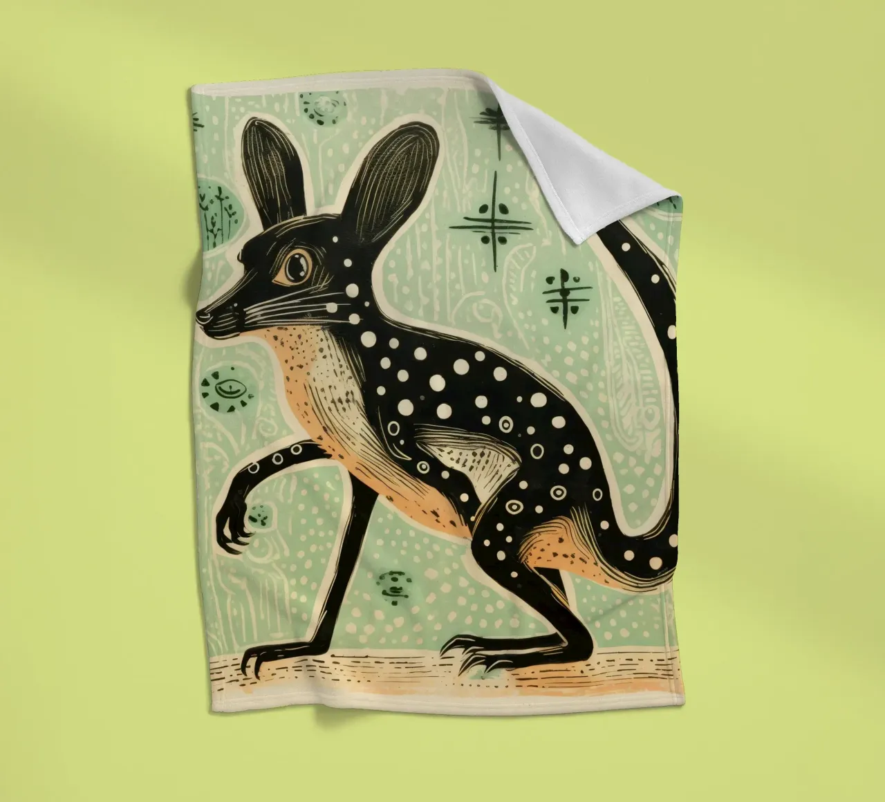 Jerboa verde 4 coperta in pile da Minimal Animal Art