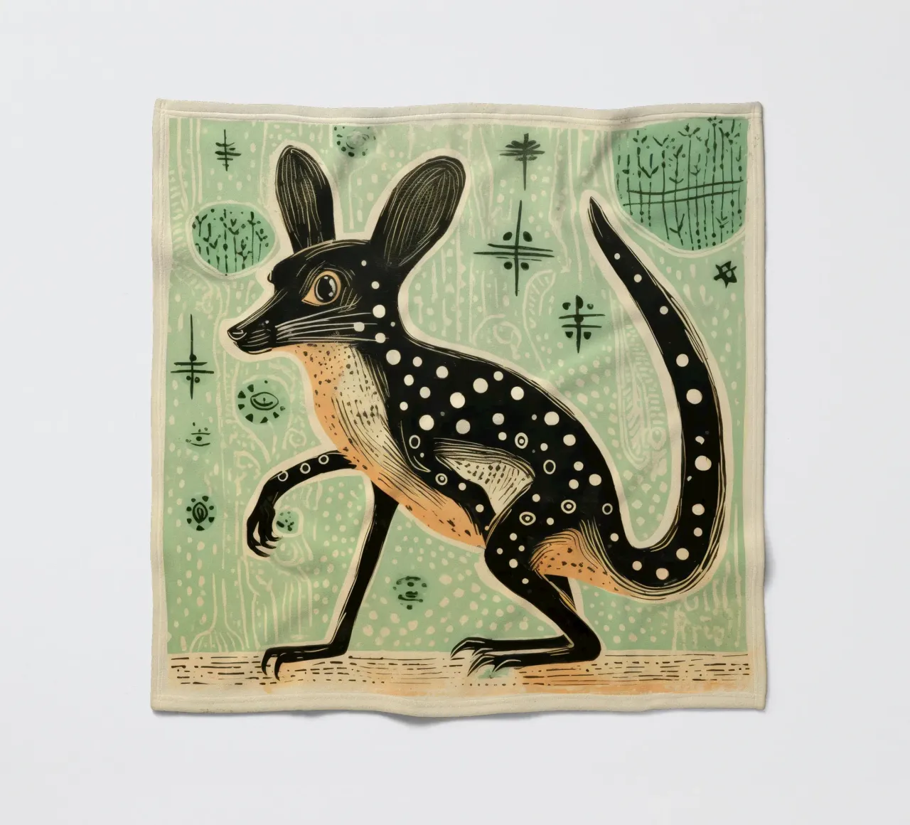 Jerboa verde 4 coperta in pile da Minimal Animal Art