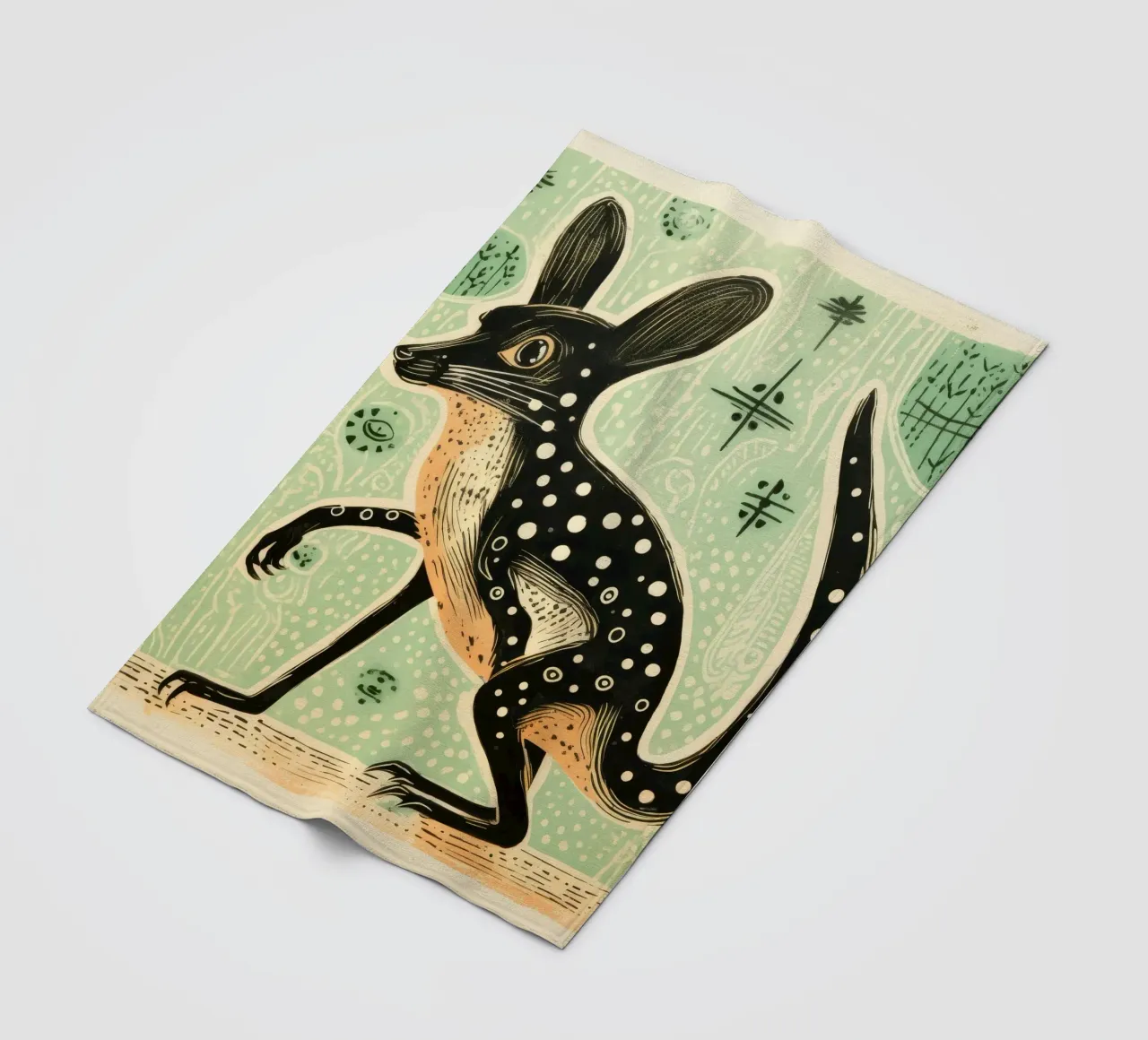 Jerboa verde 4 coperta in pile da Minimal Animal Art