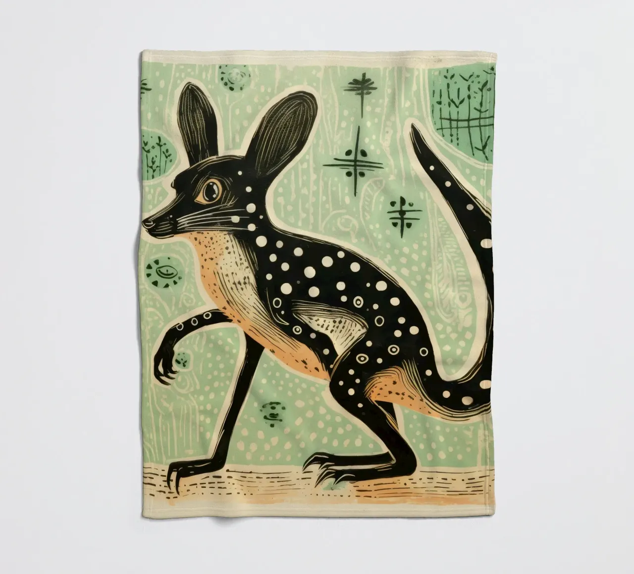 Jerboa verde 4 coperta in pile da Minimal Animal Art