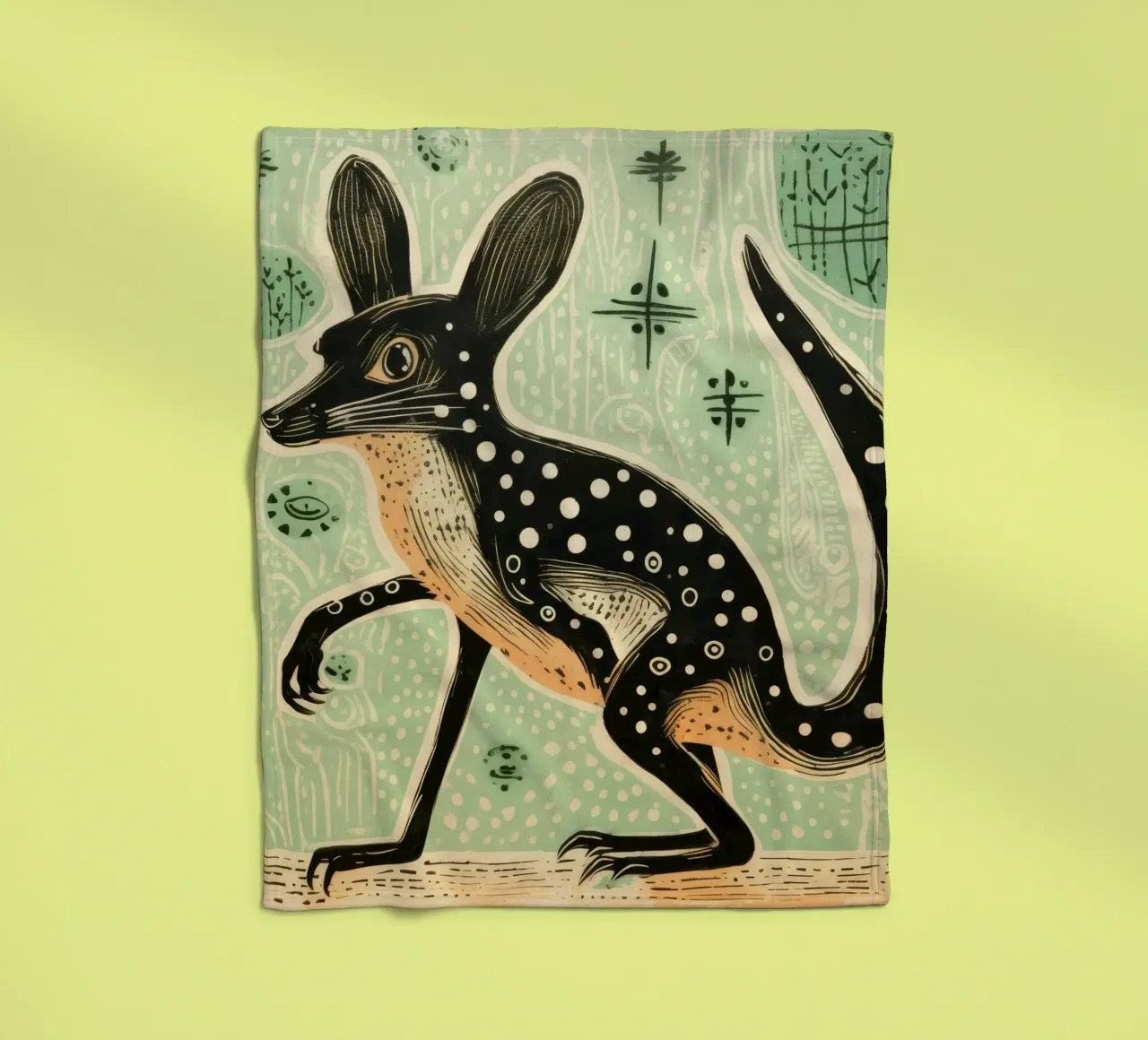 Jerboa verde 4 coperta in pile da Minimal Animal Art