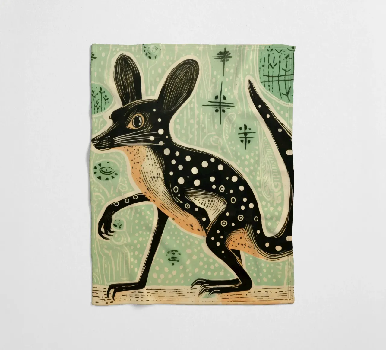 Jerboa verde 4 coperta in pile da Minimal Animal Art