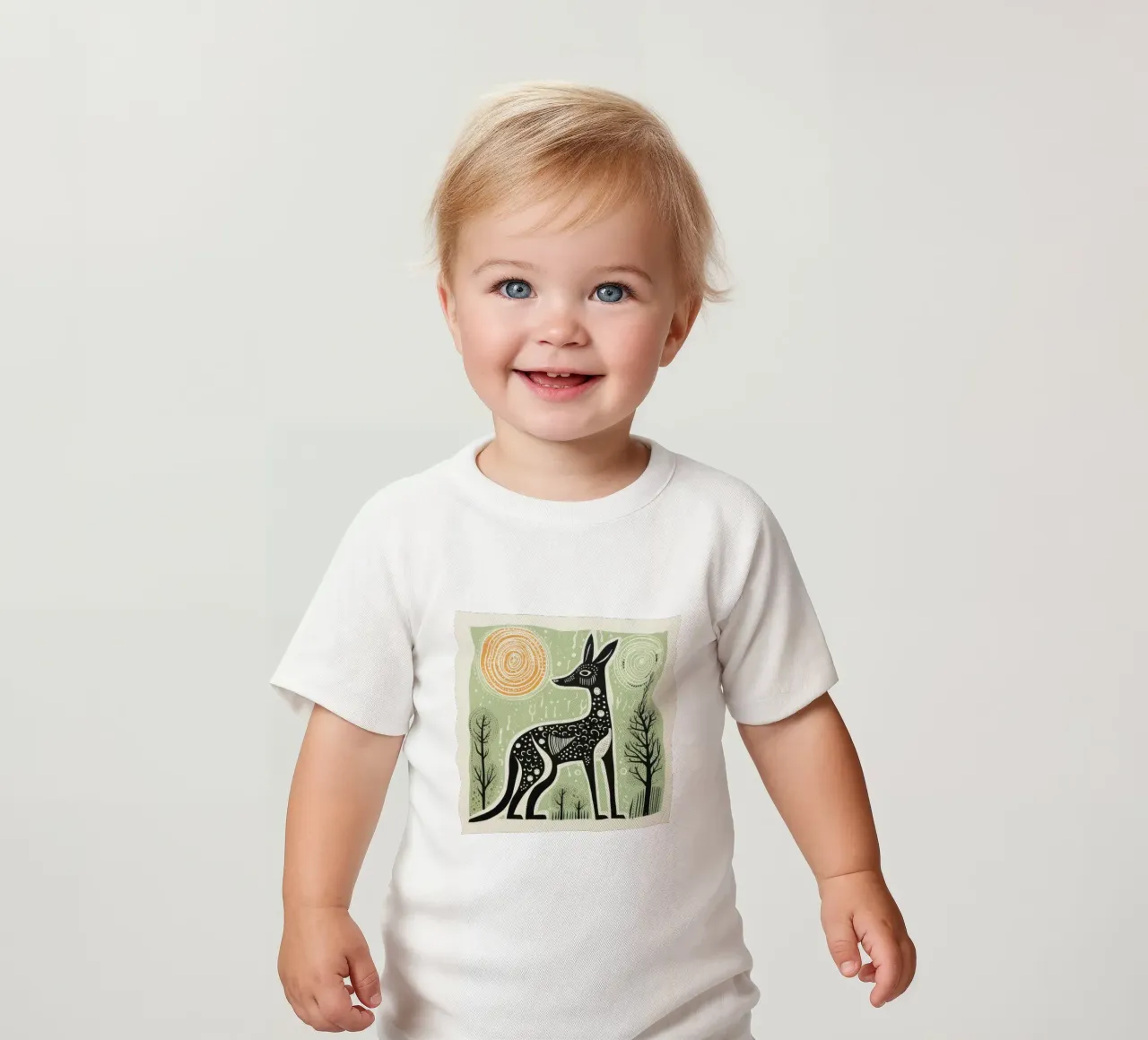 Grünes Känguru 1 Baby T-Shirt von Minimal Animal Art