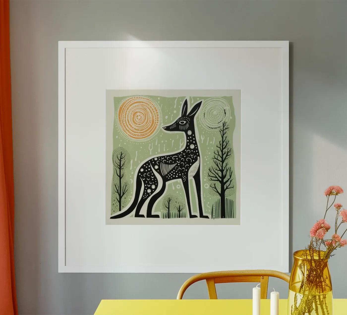 Canguro verde poster da Minimal Animal Art