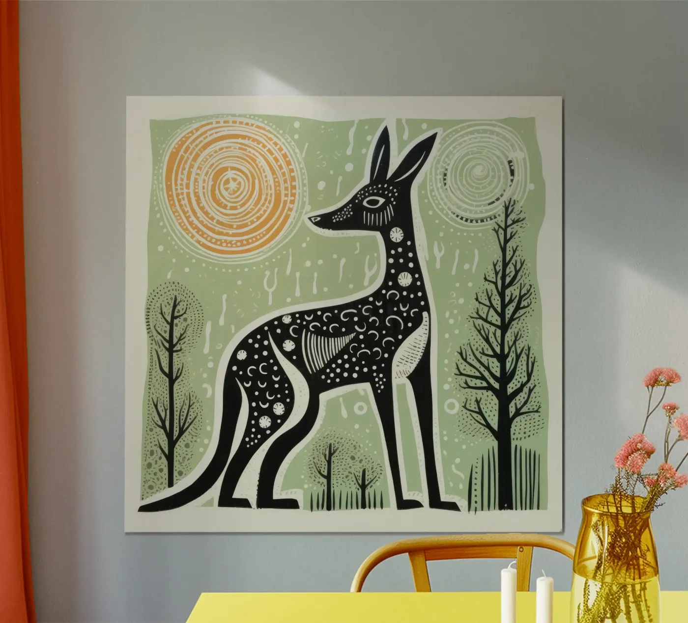Canguro verde poster da Minimal Animal Art