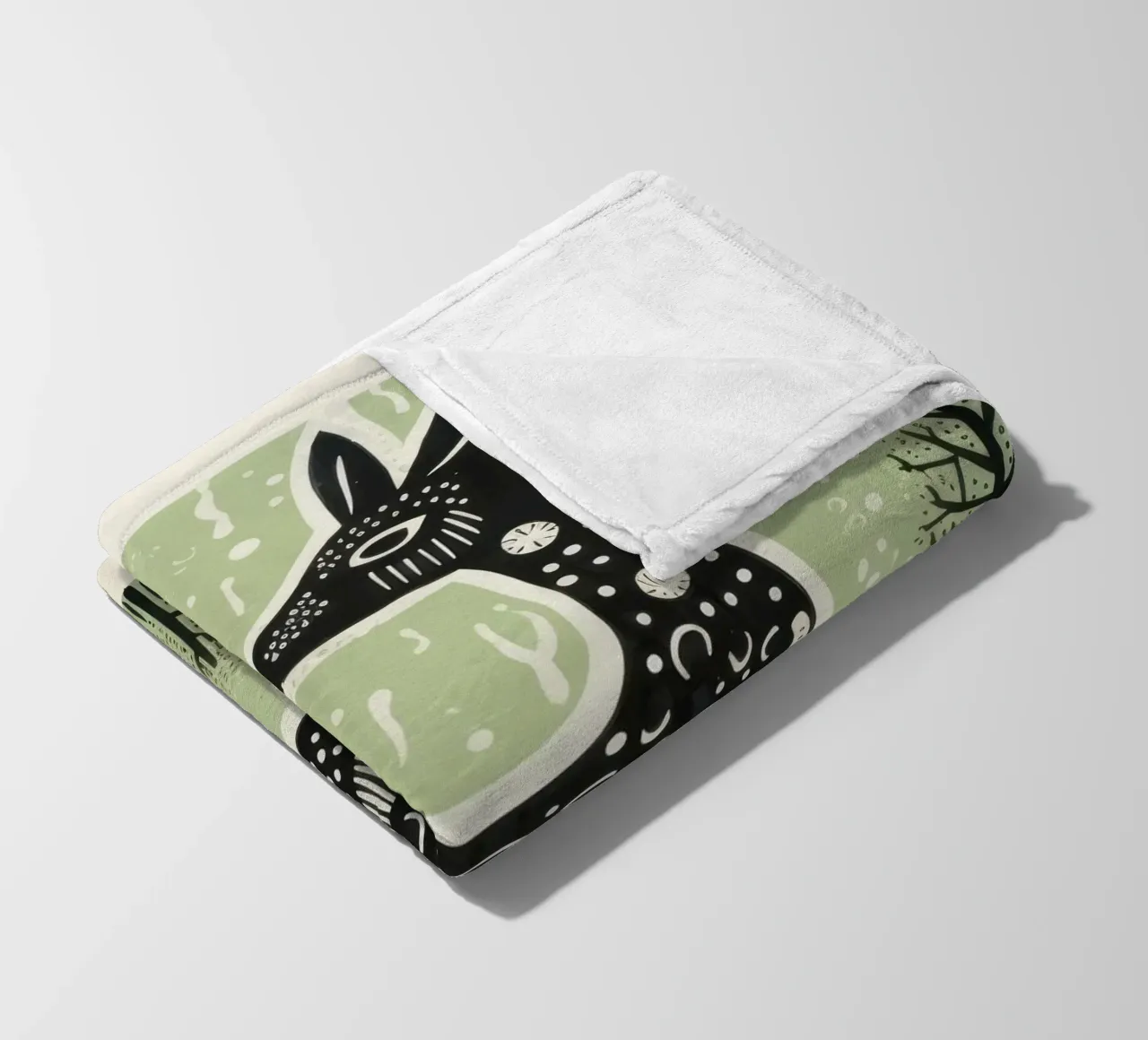 Green Kangaroo 1 fleece blanket by Minimal Animal Art