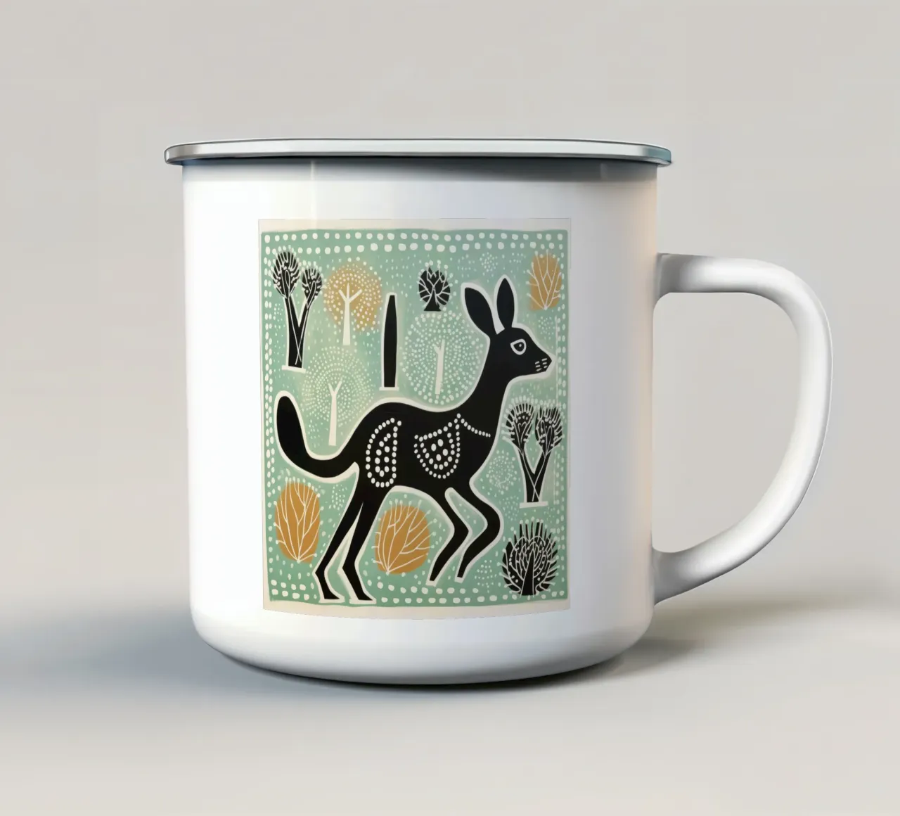 Canguro verde 3 tazza in smalto da Minimal Animal Art