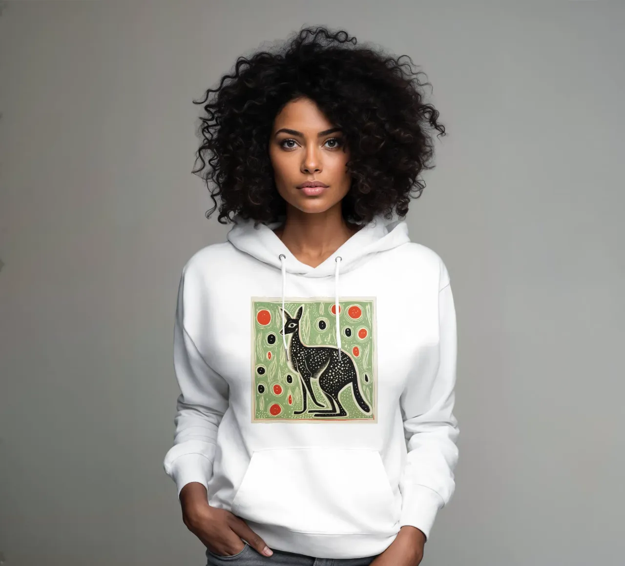 Canguro verde 4 felpa con cappuccio da Minimal Animal Art