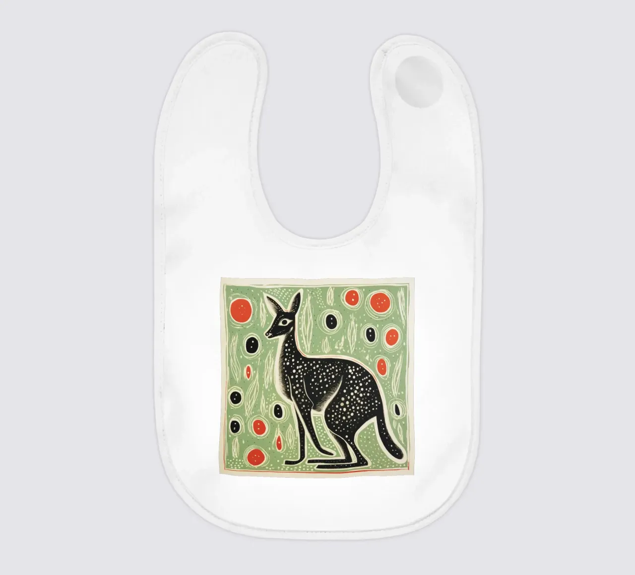 Green Kangaroo 4 baby bib by Minimal Animal Art