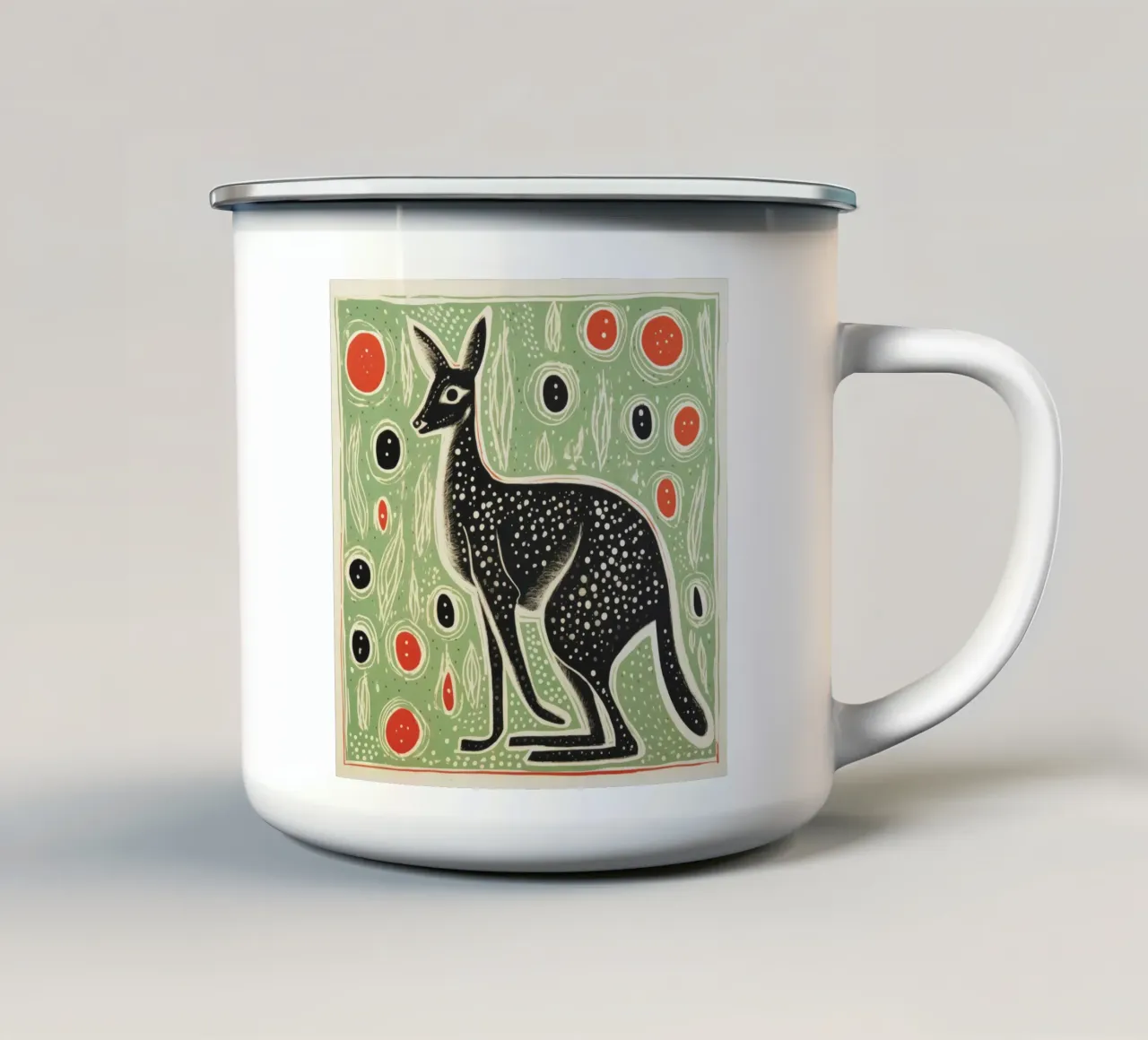 Canguro verde 4 tazza in smalto da Minimal Animal Art