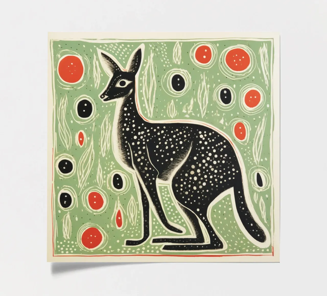 Grünes Känguru 4 Stickerbogen von Minimal Animal Art