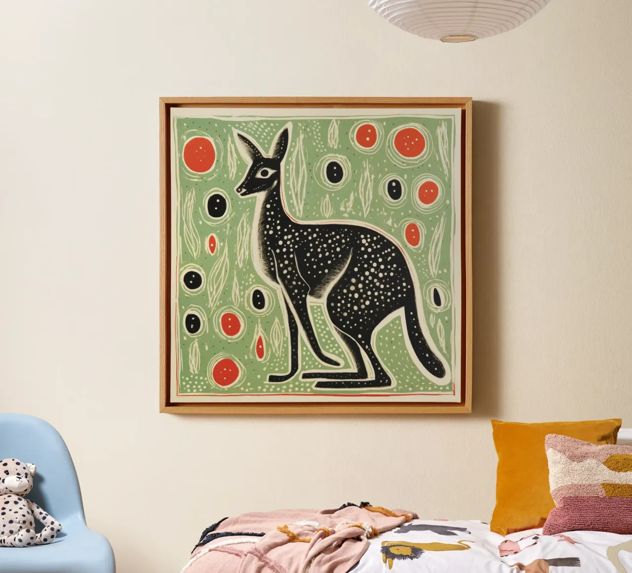 Green Kangaroo 4 canvas by Minimal Animal Art