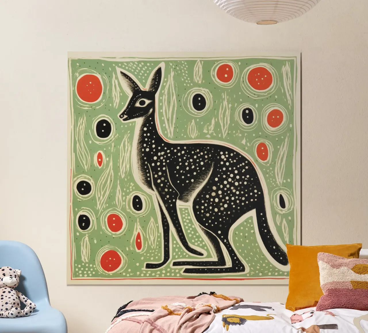 Green Kangaroo 4 poster by Minimal Animal Art