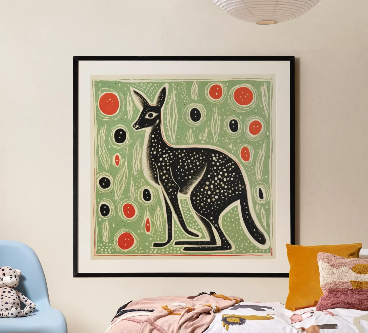 Green Kangaroo 4 poster by Minimal Animal Art