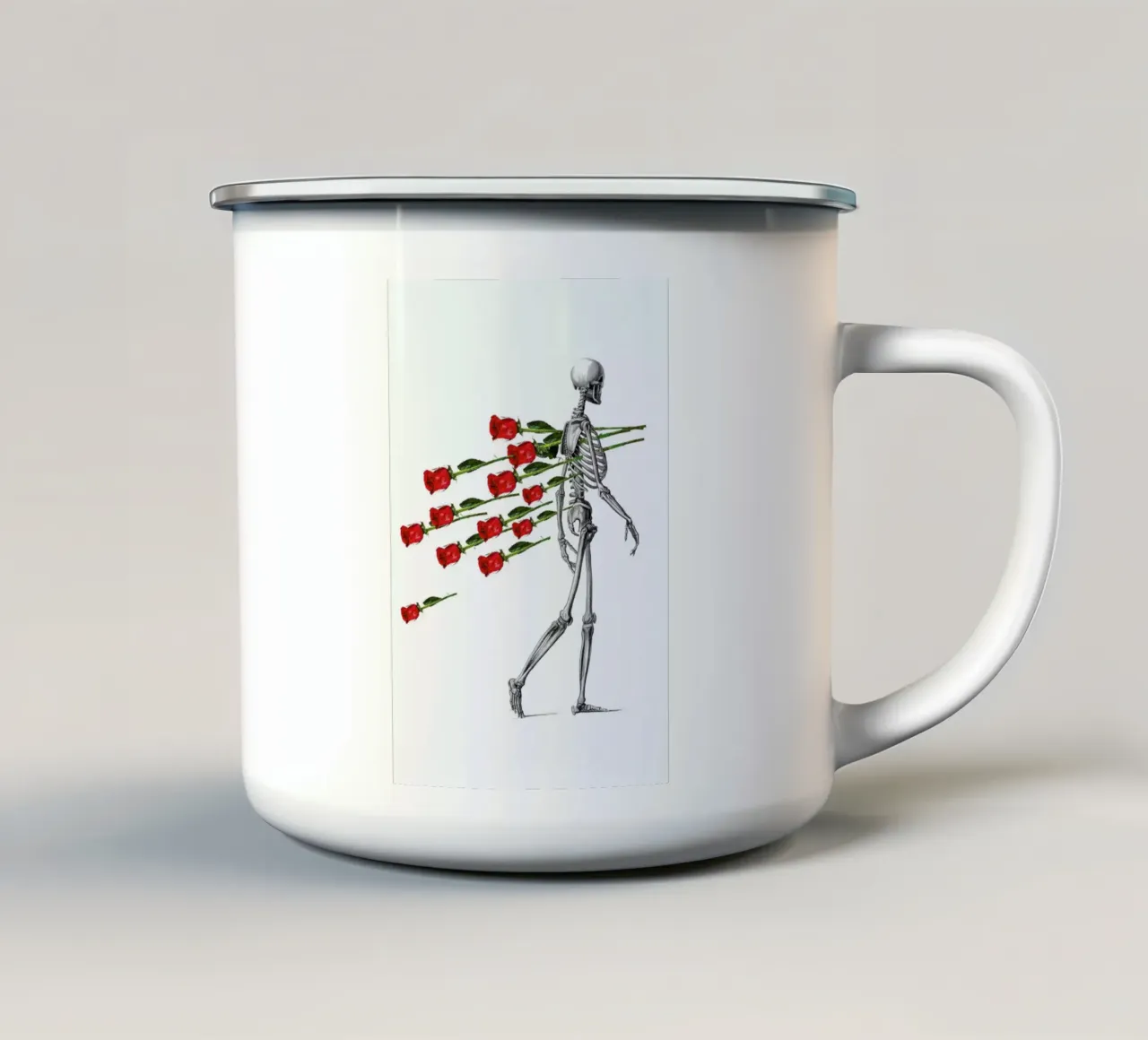 Skeleton & Roses tazza in smalto da Rococco LA