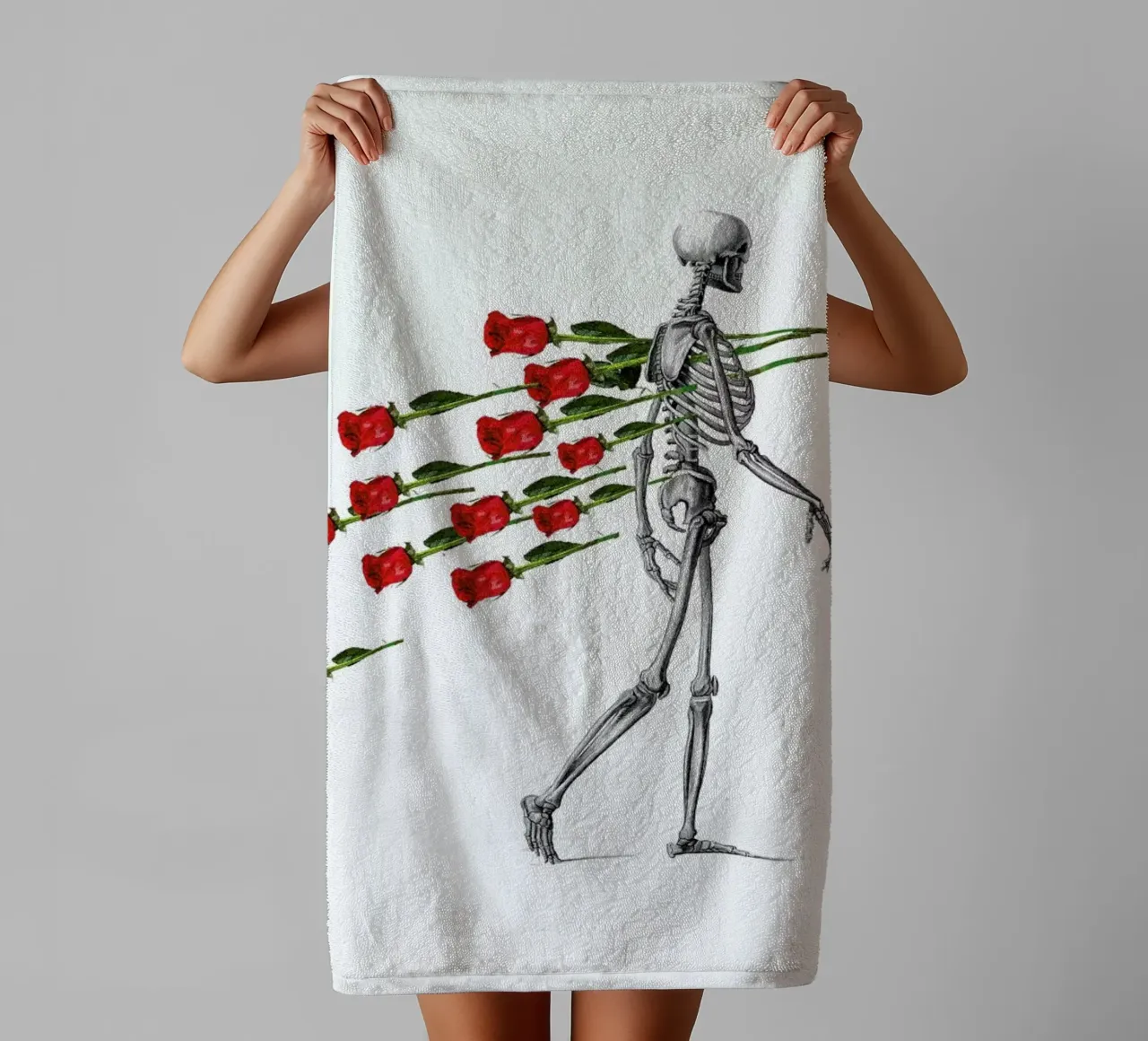 Skeleton & Roses asciugamano da bagno da Rococco LA