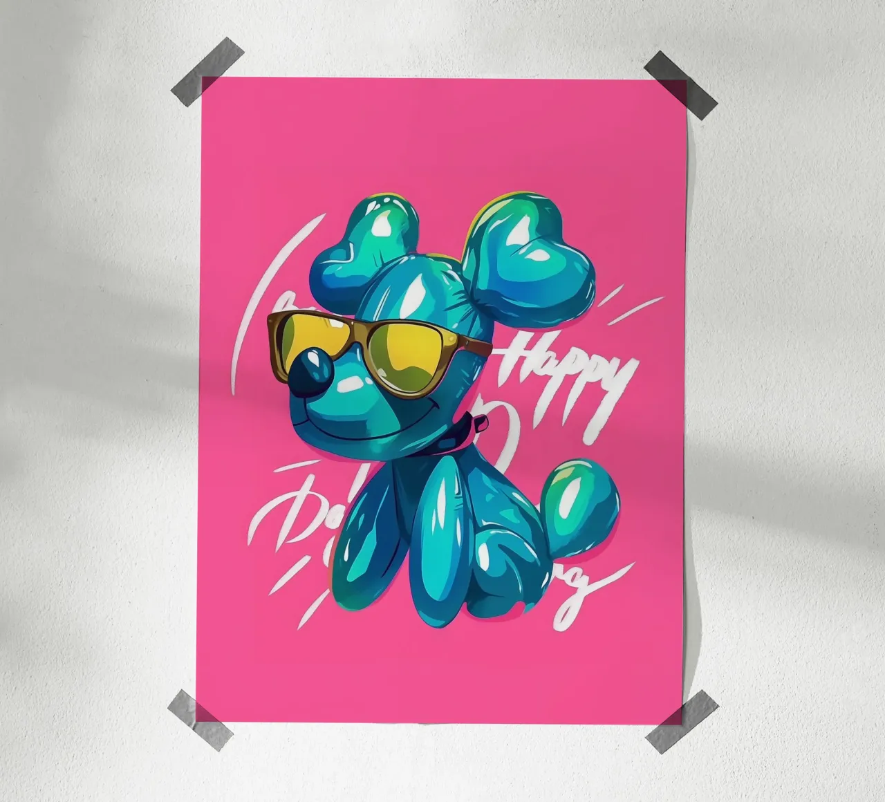 Cane felice con palloncino poster da Carinaprint