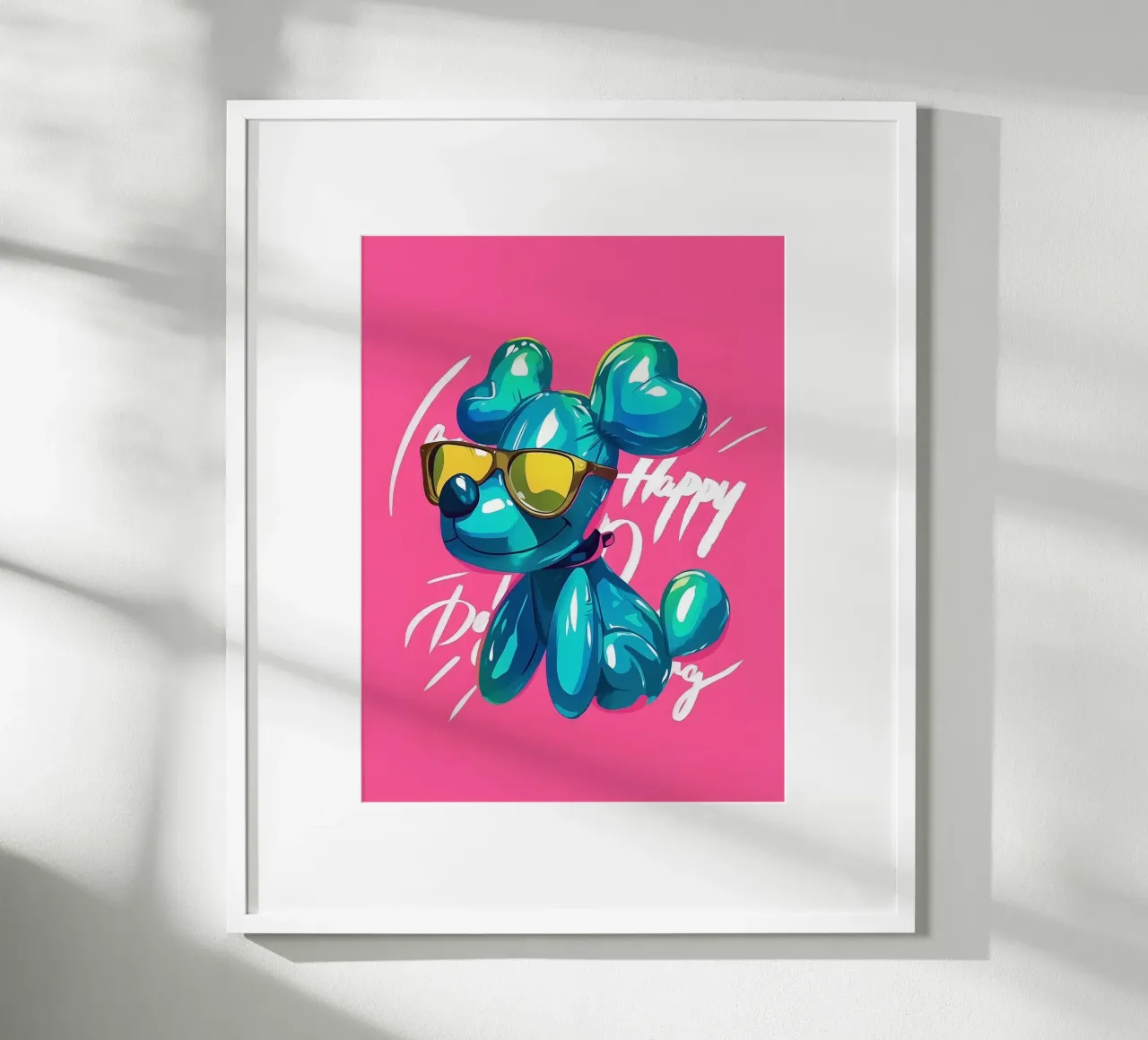 Cane felice con palloncino poster da Carinaprint