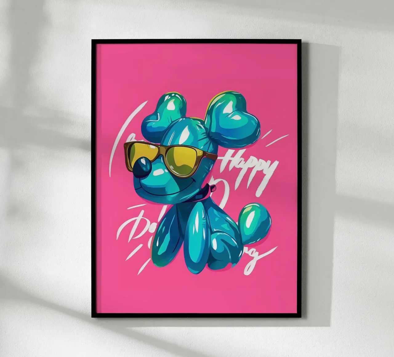 Cane felice con palloncino poster da Carinaprint