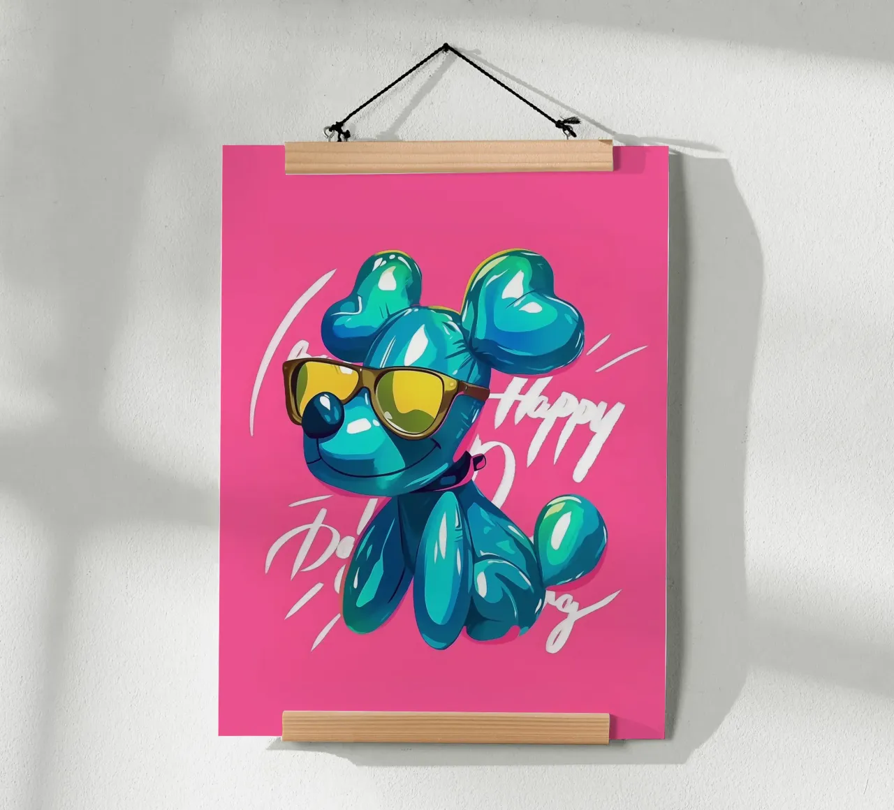 Cane felice con palloncino poster da Carinaprint