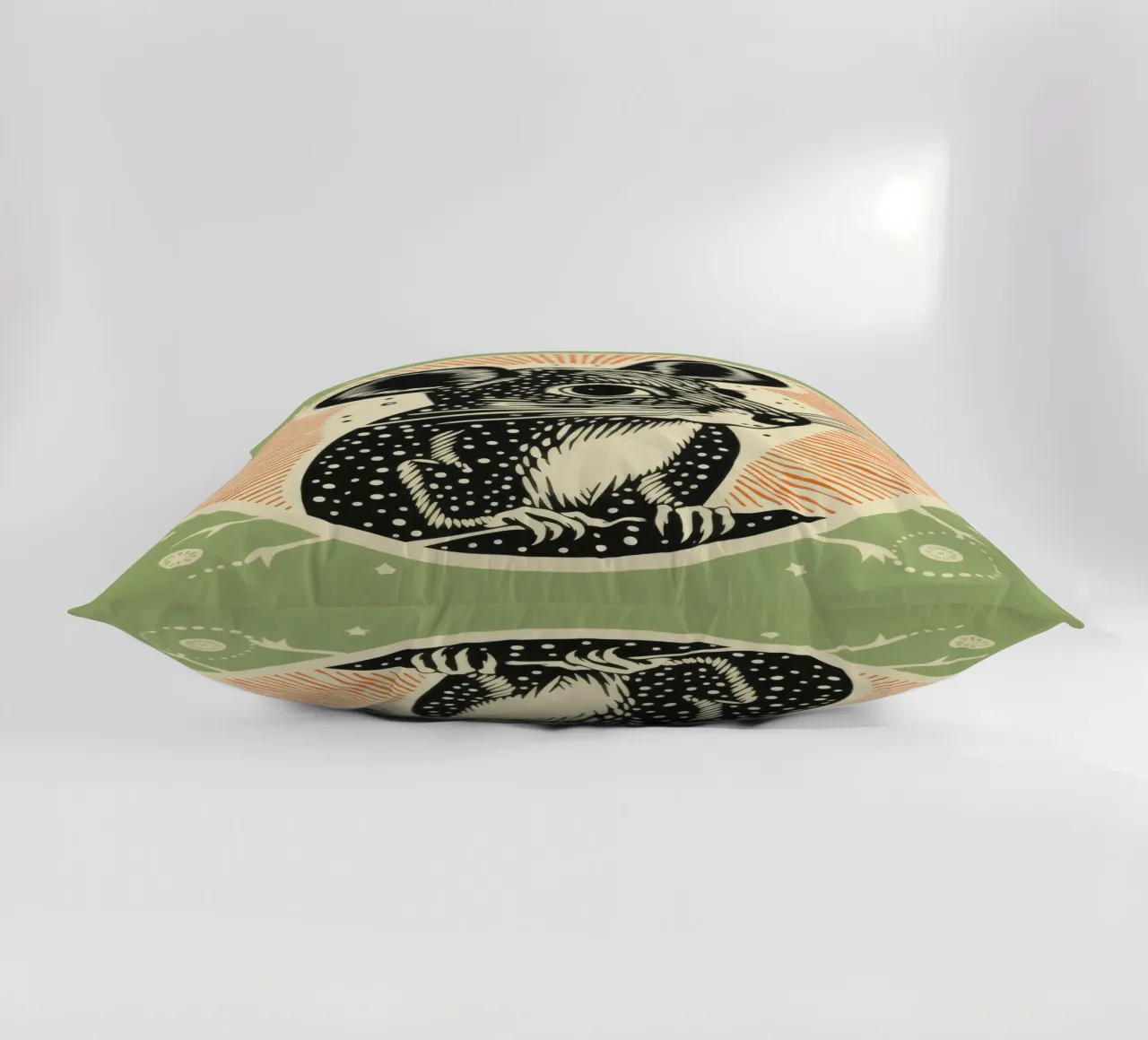 Green Kangaroo Rat 2 decorative cushion by Minimal Animal Art
