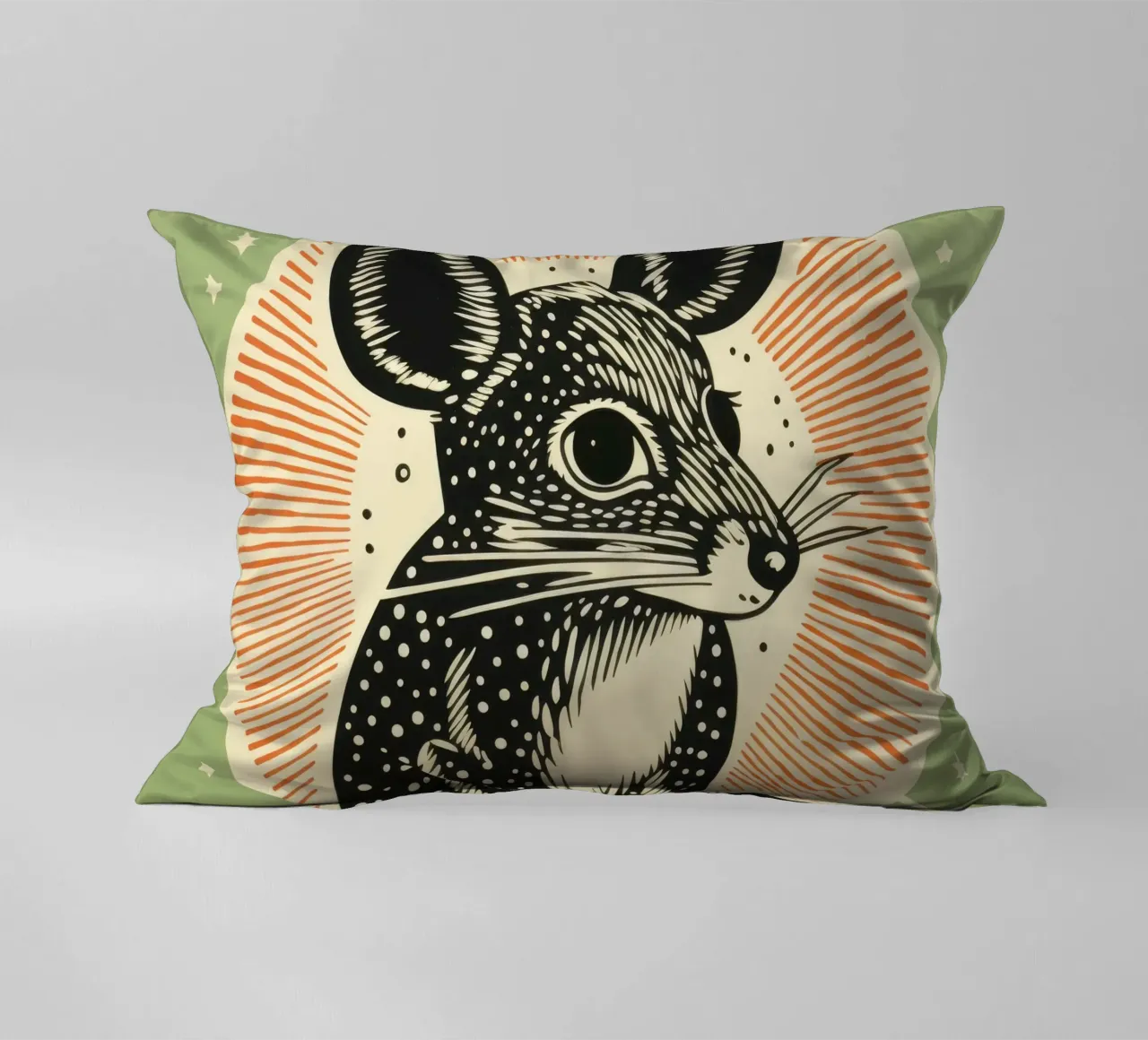Green Kangaroo Rat 2 decorative cushion by Minimal Animal Art